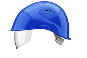 Schutzhelm mit integriertem Visier "VISOR Light", blau